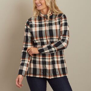 Duluth Trading Co Women’s Free Swingin’ Flannel Plaid Shacket 100% Cotton Size L